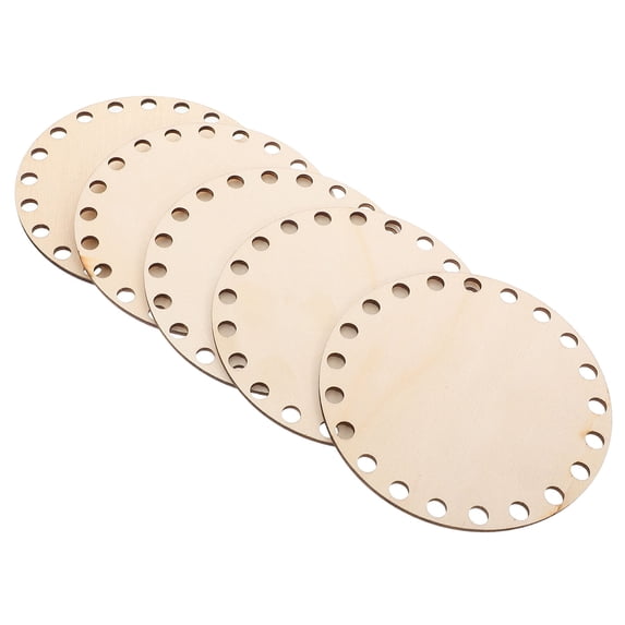 PENIKOKO Beige Wooden Bag Bottoms for DIY Projects Durable Round Base for Crochet and Basket Weaving 5pcs