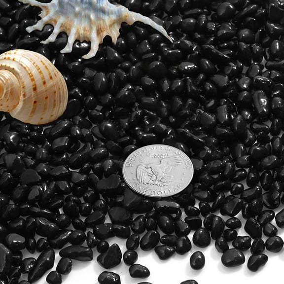 PENIKOKO Black Aquarium Gravel Decorative Smooth Glass Sand 1900g Bag