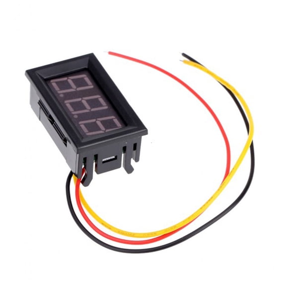 PENIKOKO Black Digital DC Voltmeter with Auto Decimal Adjustment, Plastic Body, 0-99.9V Voltage Measurement Display Meter