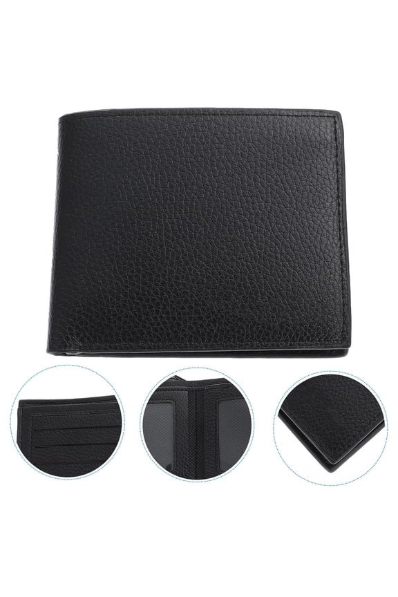 Black Genuine Mens Wallet with Zip Pocket, Metal Clip, Bifold Design, and Stylish