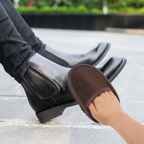 PENIKOKO Black Plush Shoe Polishing Gloves Soft Faux Cleaning Buffing Gloves 3pcs for Versatile Use