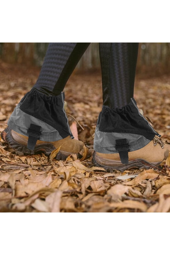 Black Polyester Fiber Gaiters for Boots Breathable Leg Protection Ideal for Hiking Hunting 1 Pair