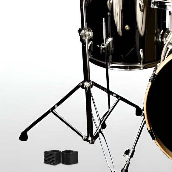 PENIKOKO Black Rubber Drum Stand Foot Covers 2Pcs for Drum Pad and Sticks with Enhanced Stability and Slip Prevention