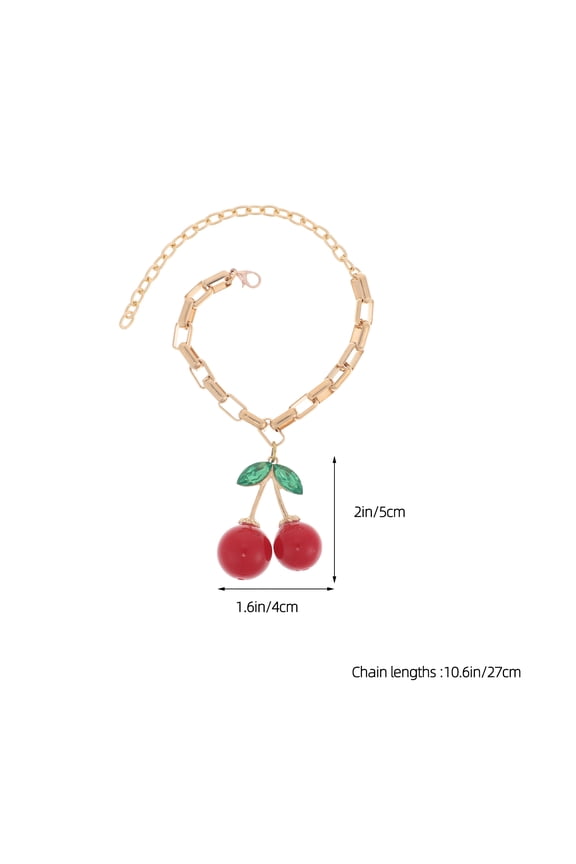 Cherry Urn Bracelet with Sweet Design for Women's Versatile Accessory in Red Metal Ideal for Decor