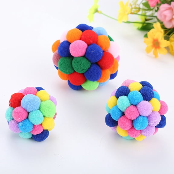 PENIKOKO Colorful Bouncy Balls for Cats 2pcs with Sound for Indoor Play and Training Random