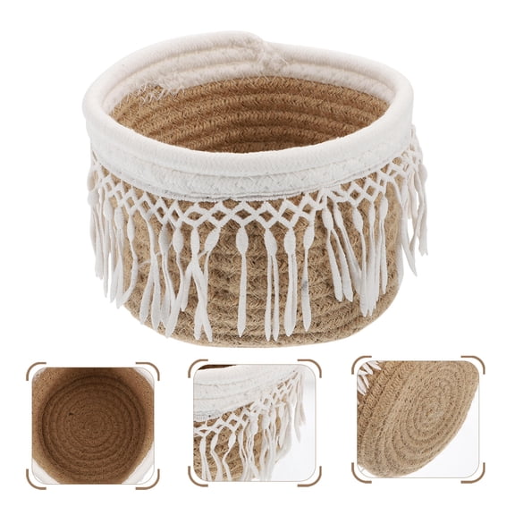 PENIKOKO Woven Cotton Rope Storage Basket for Home Organization, Sundries, Laundry, and Decorative Use