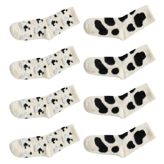 PENIKOKO Women's Slipper Socks, Thick Cotton Fuzzy Cozy Socks for Indoor Outdoor Wear, Assorted Colors, 4 Pairs