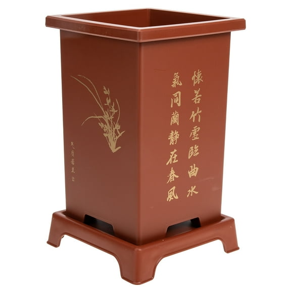 PENIKOKO Breathable Resin Orchid Pot Dark Red for Home and Outdoor Planting, Plant Container, 1 Set