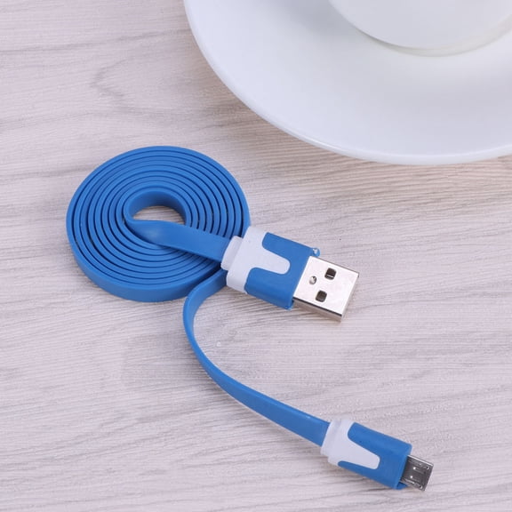 PENIKOKO Data Transfer Cable USB Cable Flat Noodle Blue for Smartphone 1Pack