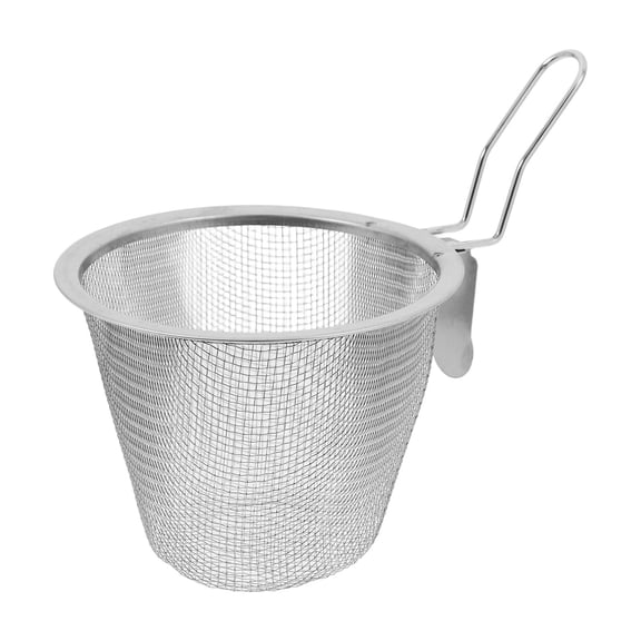 PENIKOKO Deep Fry Baskets with Handle Silver Wire Mesh Basket for Straining Noodles 1Pack