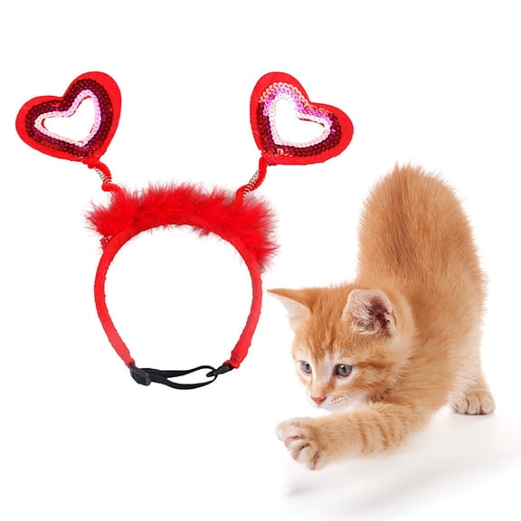 PENIKOKO Dog Hair Band Red Love Shape Creative Lightweight Adjustable for Pet Use