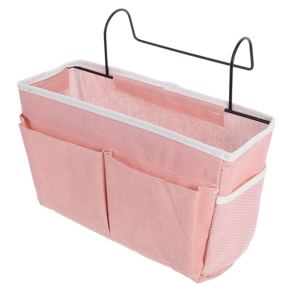 PENIKOKO Cotton Linen Hanging Bedside Storage Organizer with Multiple Pockets for Dorm Room Clutter-