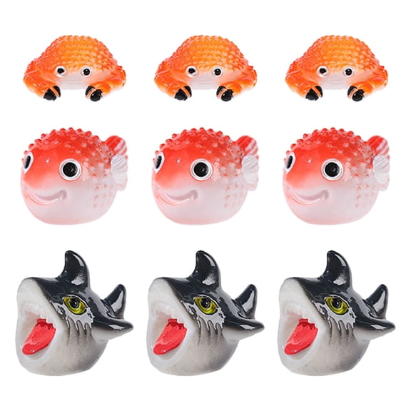 PENIKOKO Assorted Tank Landscape Decoration Set for Dollhouse with Ocean Animal Designs, 9 Pieces