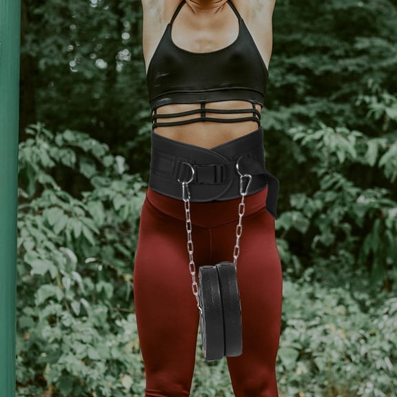 PENIKOKO Durable Black Fitness Dipping Belt with Chain for Weightlifting Home Training and Muscle Resistance