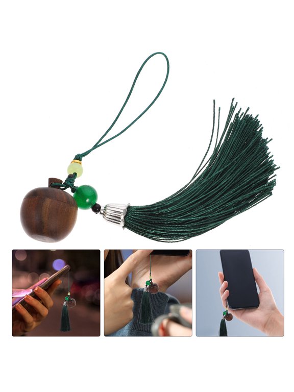 Durable Green Sandalwood Phone Pendant, Black Polyester, Aromatherapy