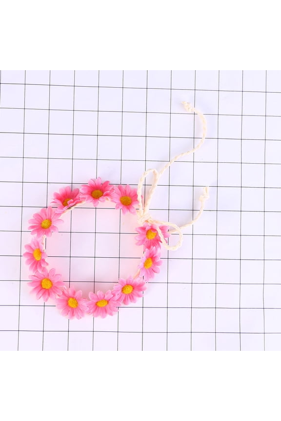 Durable Pink Daisy Flower Hairband with Braided Rope for Weddings and Parties