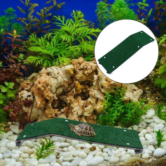 PENIKOKO Aquarium Turtle Rest Platform with Climbing Ladder Green PP Material for Reptiles