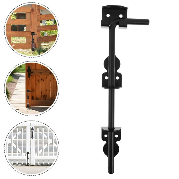 PENIKOKO Heavy Duty Black Wood Gate Cane Bolt Drop Rod Latch for Outdoor Fence and Door Security
