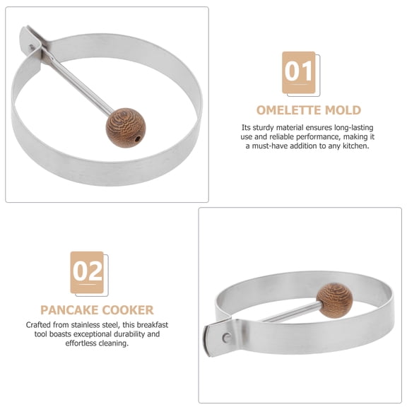 PENIKOKO Egg Forms For Frying Round Egg Frying Mold Silver 1Pack 4.1X3.3X0.6In Stainless Steel