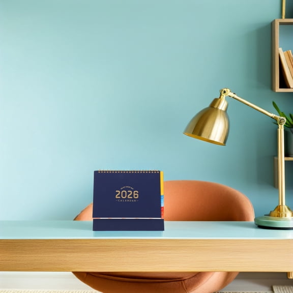 PENIKOKO Elegant Blue Desk Calendar 2026 for Countdown Use Efficient Planning Paper Material SpaceSaving Design