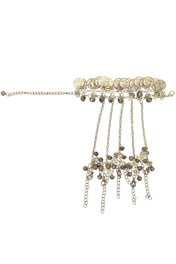 Stylish Golden Bell Bracelet and Finger Accessory for Carnival, Dance Costumes and Festival Wear
