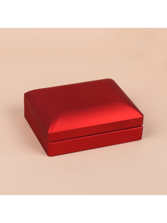 Elegant LED Lighted Jewelry Display Box with Luxurious Red Pendant Holder for Necklaces and Accessories