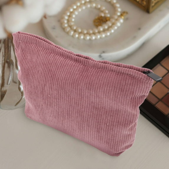 PENIKOKO Corduroy Travel Makeup Bag with Purse and Accessory Organizer, Portable Cosmetic Storage Case