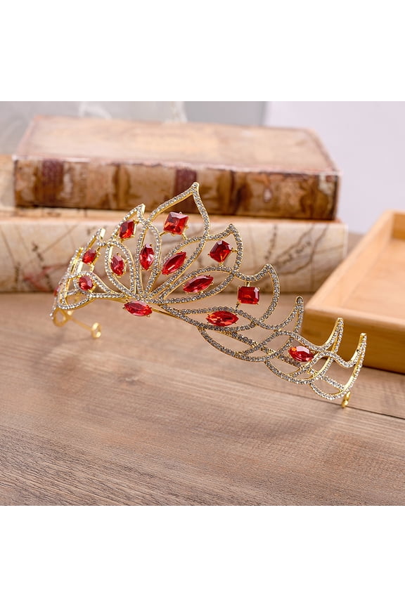 Elegant Red Bridal Headband with Crystal and Alloy for Wedding and Party Use