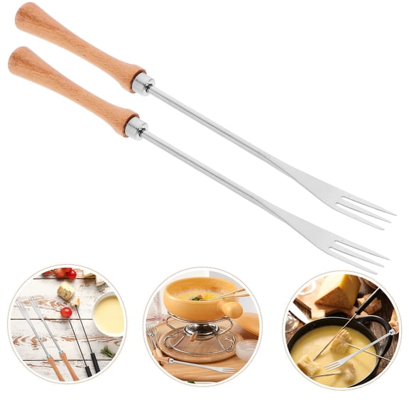 PENIKOKO Stainless Steel Fondue Forks Set with Handles, 2 Pieces, Multi-Color, Perfect for Cheese, Chocolate, and Desserts