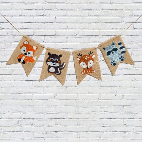 PENIKOKO Animal Pattern Fabric Bunting Banner Decoration, Assorted Colors, Perfect for Home, Party, Nursery, and Kids Room