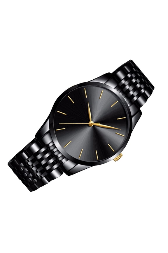 Men's Black Wrist Watch with Precise Quartz Movement, Calendar Display, Strap, and Stylish Design
