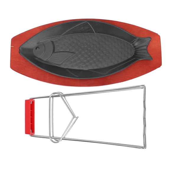 PENIKOKO Fish Shaped Barbecue Plate Non-Stick Iron Grill Pan for Home Cooking 1 Set Kitchen BBQ Accessory