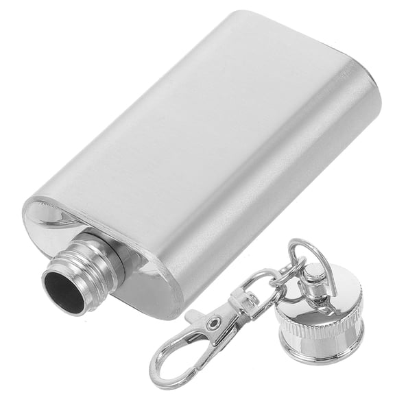 PENIKOKO Stainless Steel Water Flask with Leakproof Flat Lid and Keychain, Portable Bottle for Hiking, Backpacking, Travel