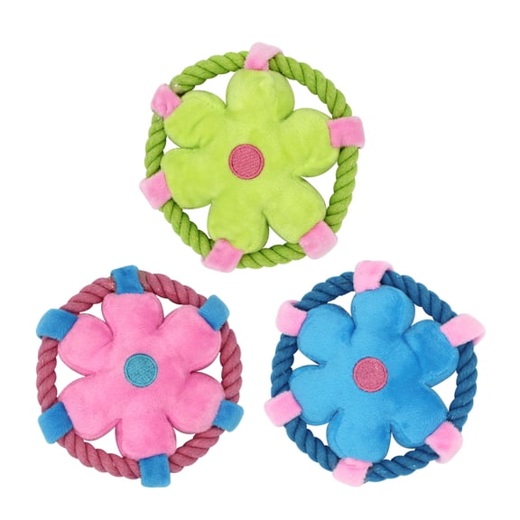 PENIKOKO Plush Flying Pets Dog Toy with Cotton Molar and Sound, Multicolor Chew Toy for Indoor and Outdoor Play 8.5 x 4 inches