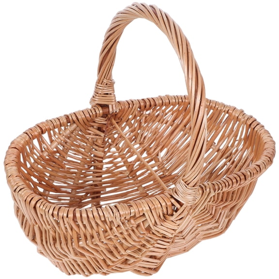 PENIKOKO Gathering Basket Market Baskets With Handles Light Brown For Collecting Fruits 1Pcs