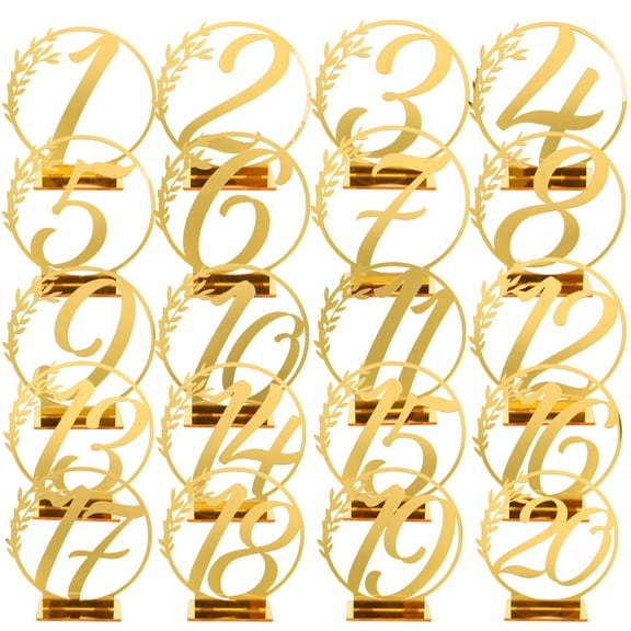 PENIKOKO Golden Acrylic Table Numbers for Wedding Reception 20 Pcs 4.1x3.8in Size