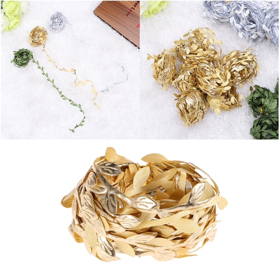 PENIKOKO Golden Leaf Trim Ribbon for Crafts and Decorations Perfect for Events 4pcs 5meters