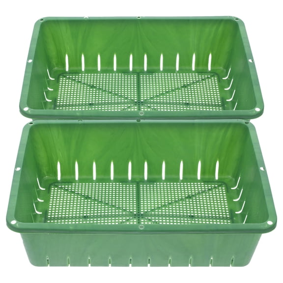 PENIKOKO Green Plastic Plant for Indoor Gardening, Stackable Compact Design with Drainage Holes, Reusable 2-Pack