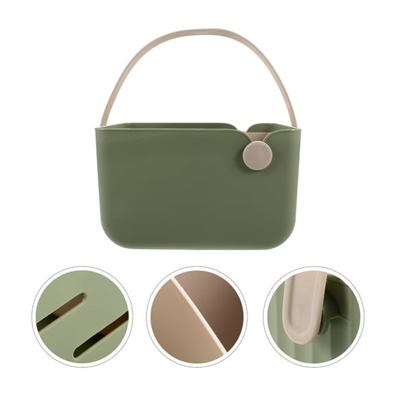 PENIKOKO Green Plastic Shower Basket Organizer with Handle, Portable Bathroom Storage and Vanity Tray