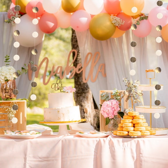 PENIKOKO Hanging Party Decorations 1Set Golden Circle Dots Paper Garland for Home Ceiling Decor