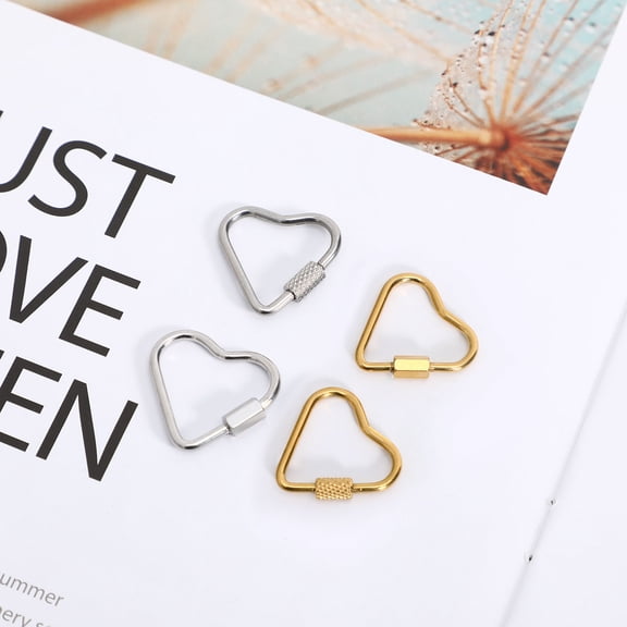 PENIKOKO Heart-Shaped Screw Lock Carabiner Clips for Crafts, Lightweight Stainless Steel, Multi-Color,