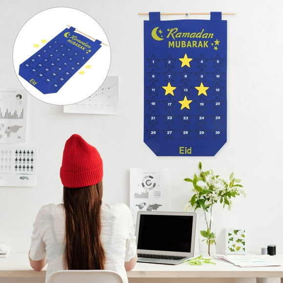 PENIKOKO Homeowners Eid Countdown Calendar Made of Felt with Reusable Feature 1Pcs