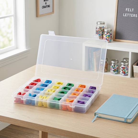 PENIKOKO Household Letters Case Transparent Plastic Organizer Box with Dividers for Convenient Storage