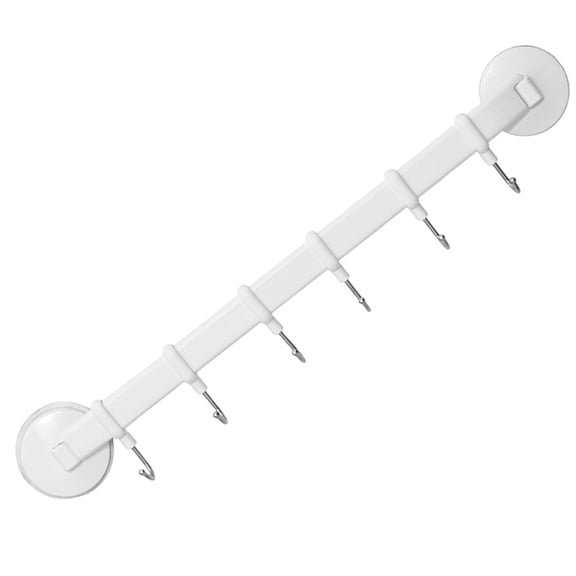 PENIKOKO Kitchen Wall Storage Rack with Hooks, White POM Material, 6-Pack Clothes and Utensil Organizer