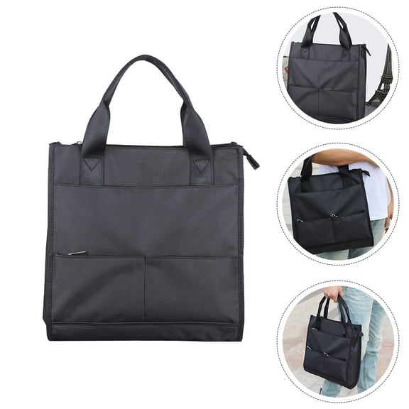 PENIKOKO Large Capacity Black Business Bag for Men's Polyester Cotton Storage Briefcase with Comfortable Double Handle
