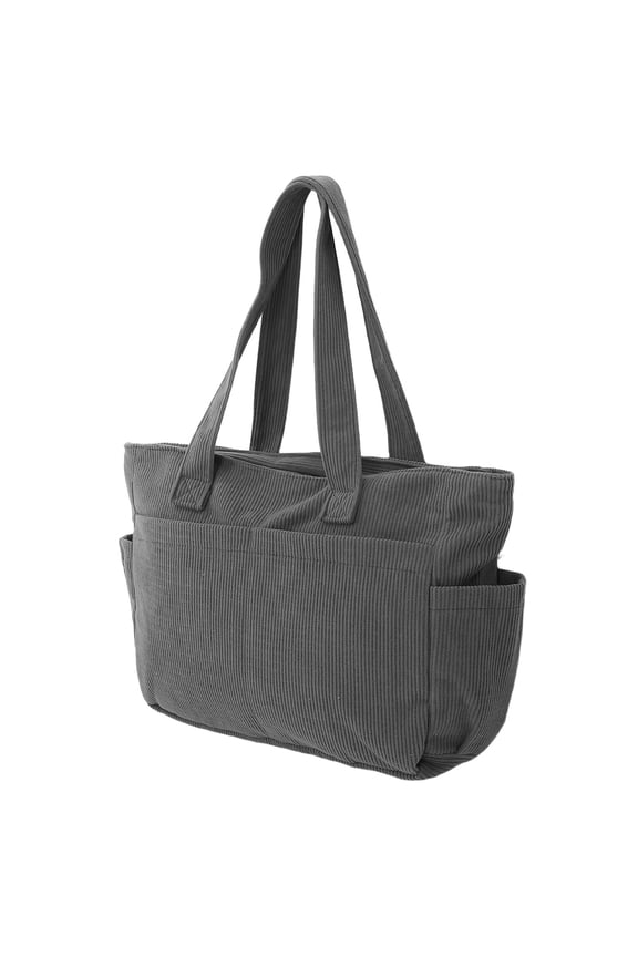 Large Capacity Grey Canvas Hobo Bag with Multiple Pockets for Daily Commutes and Travel