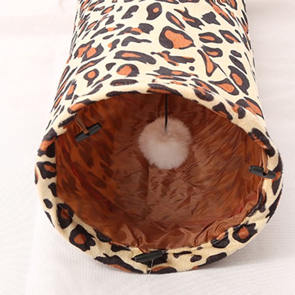 PENIKOKO Leopard Print Cat Tunnel Toy, Soft Plush Crinkle Tube, Interactive Kitten Play Tunnel for Indoor Cats