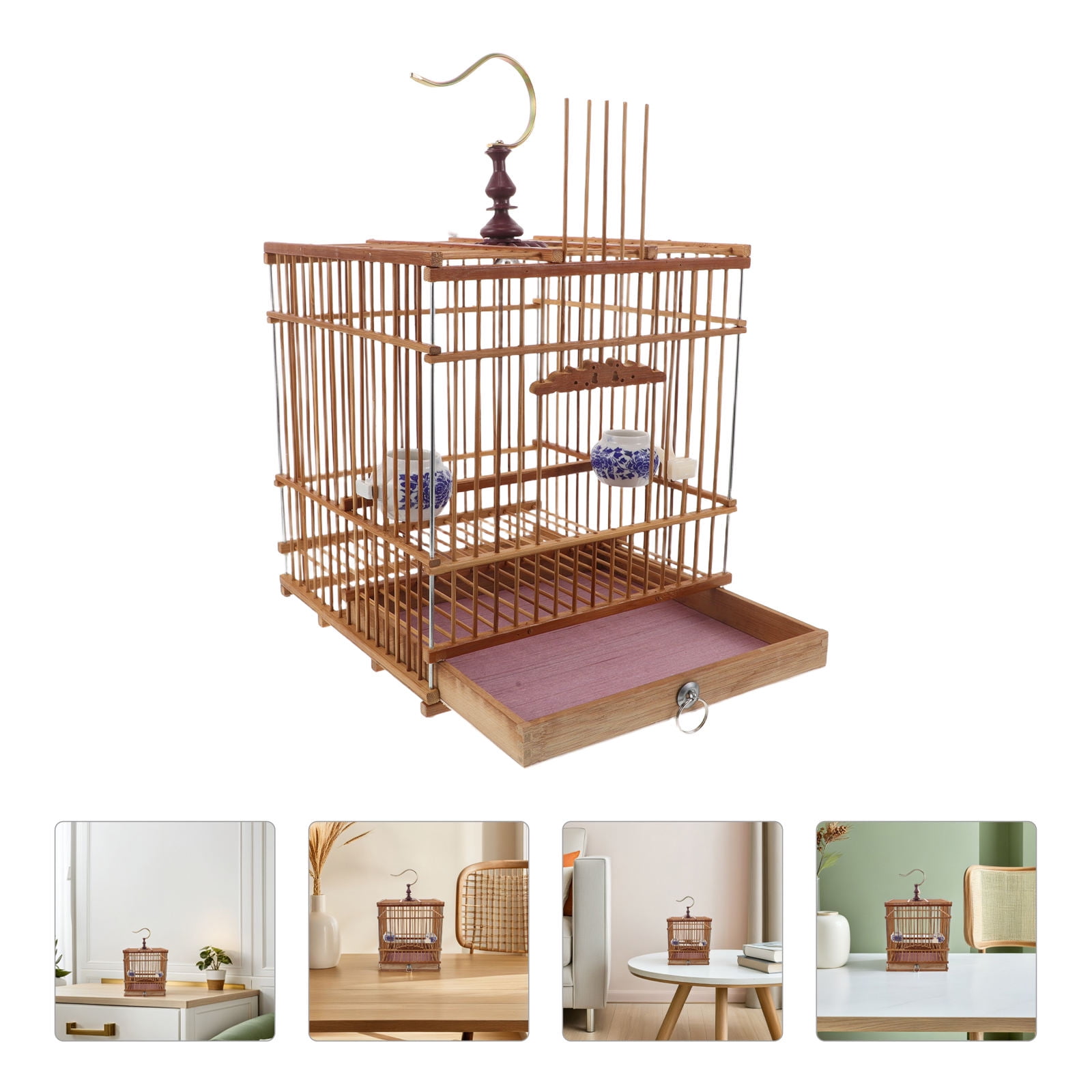 Secure Bird Cages For Home Reference: Penikoko Light Brown Bird Cage With Fine Weaving Secure Door