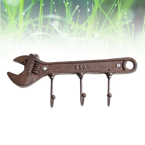 PENIKOKO Light Brown Iron 3 Hook Wall Hanger Vintage Coat Rack for Hats Bags Scarves Jackets Size 23.5 x 5.5 inches