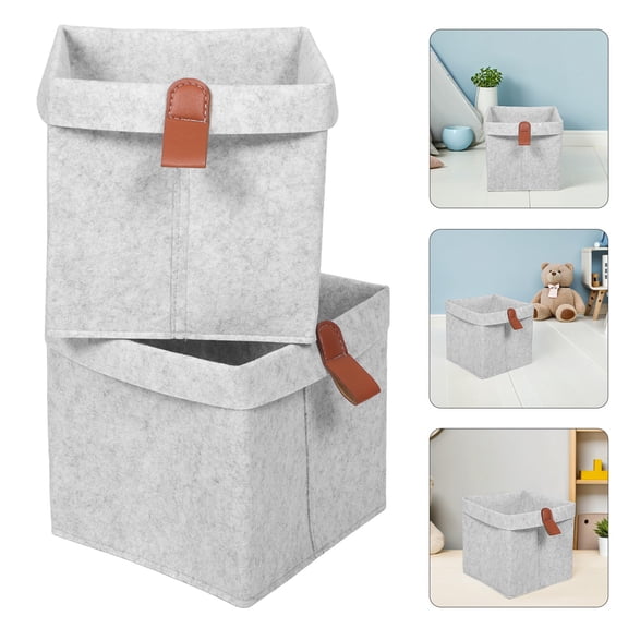 PENIKOKO Foldable Light Grey Felt Storage Bins 6-Pack Soft Non-Woven Fabric Organizers for Toys Clothes Books